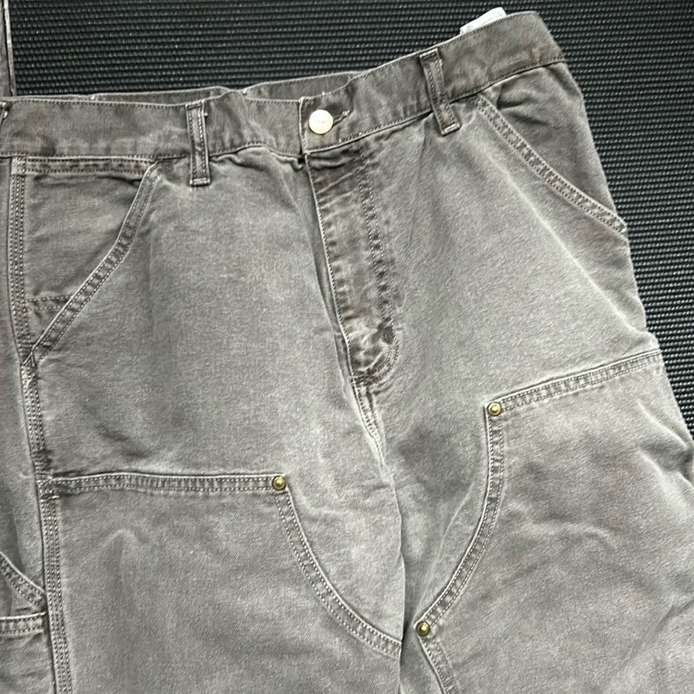 NWOT carhartt double knee pants faded black denim stone washed